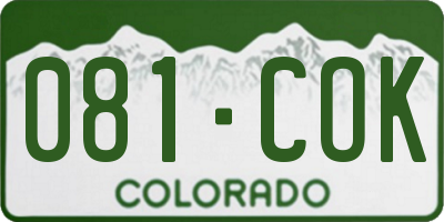 CO license plate 081COK