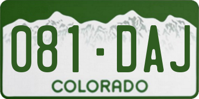 CO license plate 081DAJ