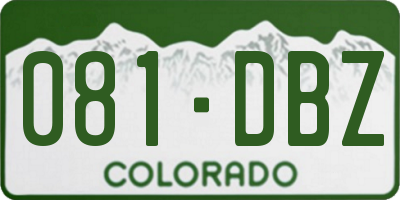CO license plate 081DBZ