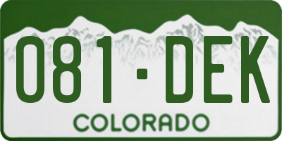 CO license plate 081DEK