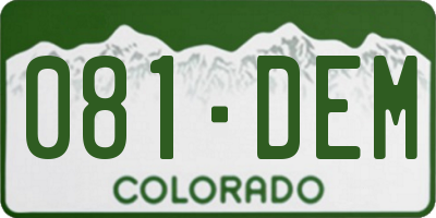 CO license plate 081DEM