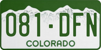 CO license plate 081DFN