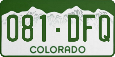CO license plate 081DFQ