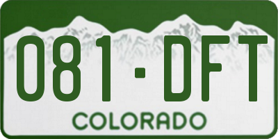 CO license plate 081DFT