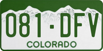 CO license plate 081DFV