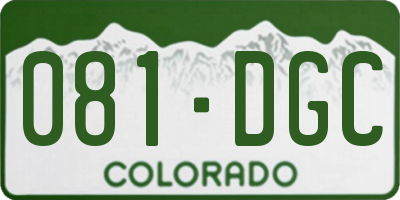 CO license plate 081DGC