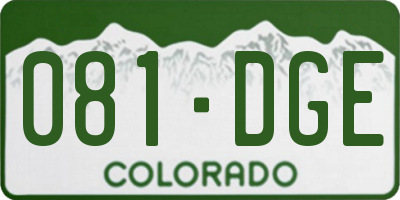 CO license plate 081DGE