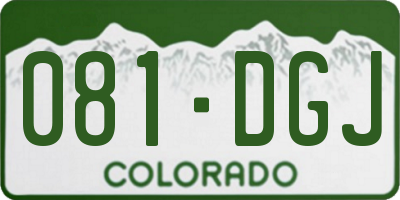 CO license plate 081DGJ
