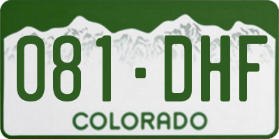 CO license plate 081DHF