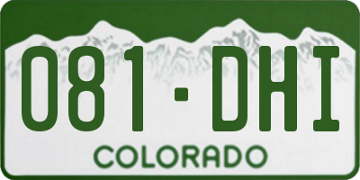 CO license plate 081DHI