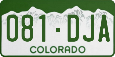 CO license plate 081DJA