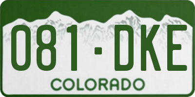 CO license plate 081DKE
