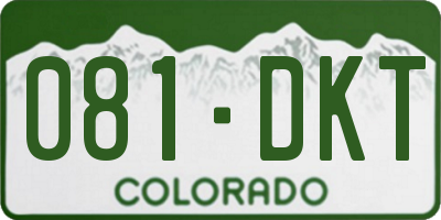 CO license plate 081DKT