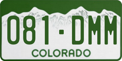 CO license plate 081DMM