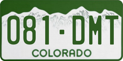 CO license plate 081DMT