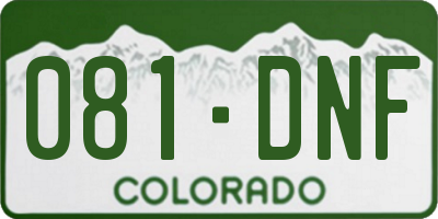 CO license plate 081DNF