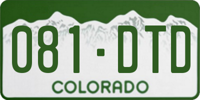 CO license plate 081DTD
