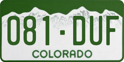 CO license plate 081DUF