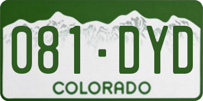 CO license plate 081DYD