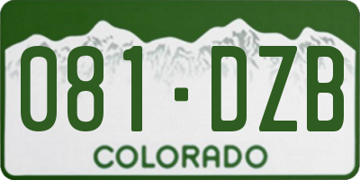CO license plate 081DZB