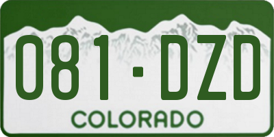 CO license plate 081DZD