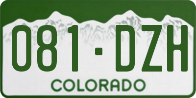 CO license plate 081DZH