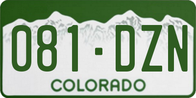 CO license plate 081DZN
