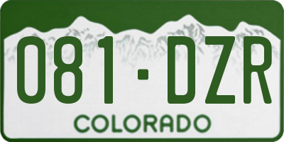 CO license plate 081DZR