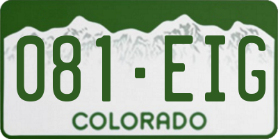 CO license plate 081EIG