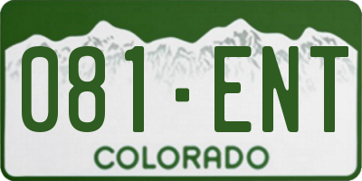 CO license plate 081ENT