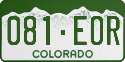 CO license plate 081EOR