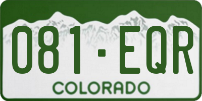 CO license plate 081EQR
