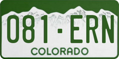 CO license plate 081ERN