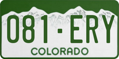 CO license plate 081ERY