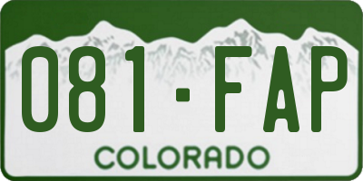 CO license plate 081FAP