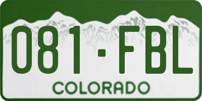 CO license plate 081FBL