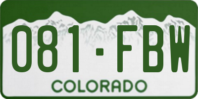 CO license plate 081FBW