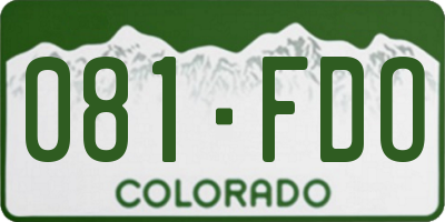 CO license plate 081FDO