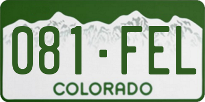 CO license plate 081FEL