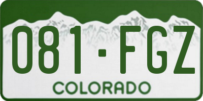 CO license plate 081FGZ