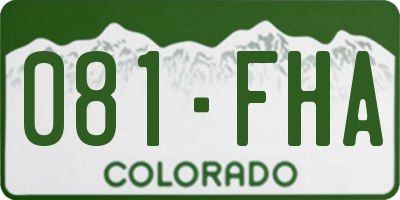 CO license plate 081FHA