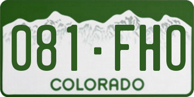 CO license plate 081FHO