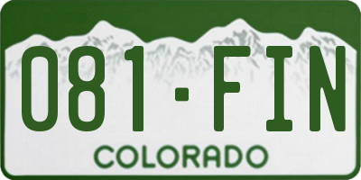 CO license plate 081FIN