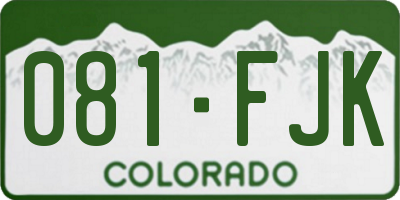 CO license plate 081FJK