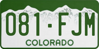 CO license plate 081FJM