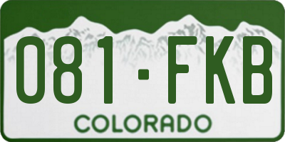 CO license plate 081FKB