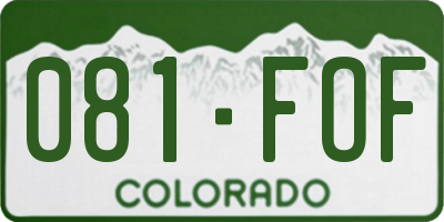 CO license plate 081FOF