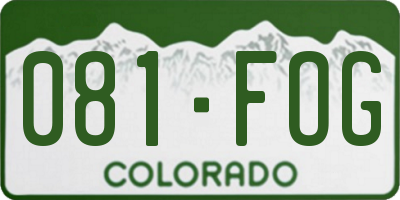 CO license plate 081FOG