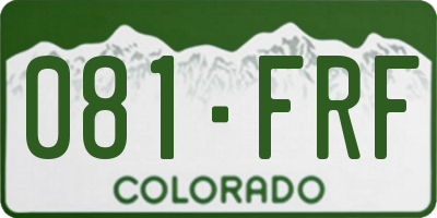 CO license plate 081FRF