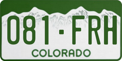 CO license plate 081FRH